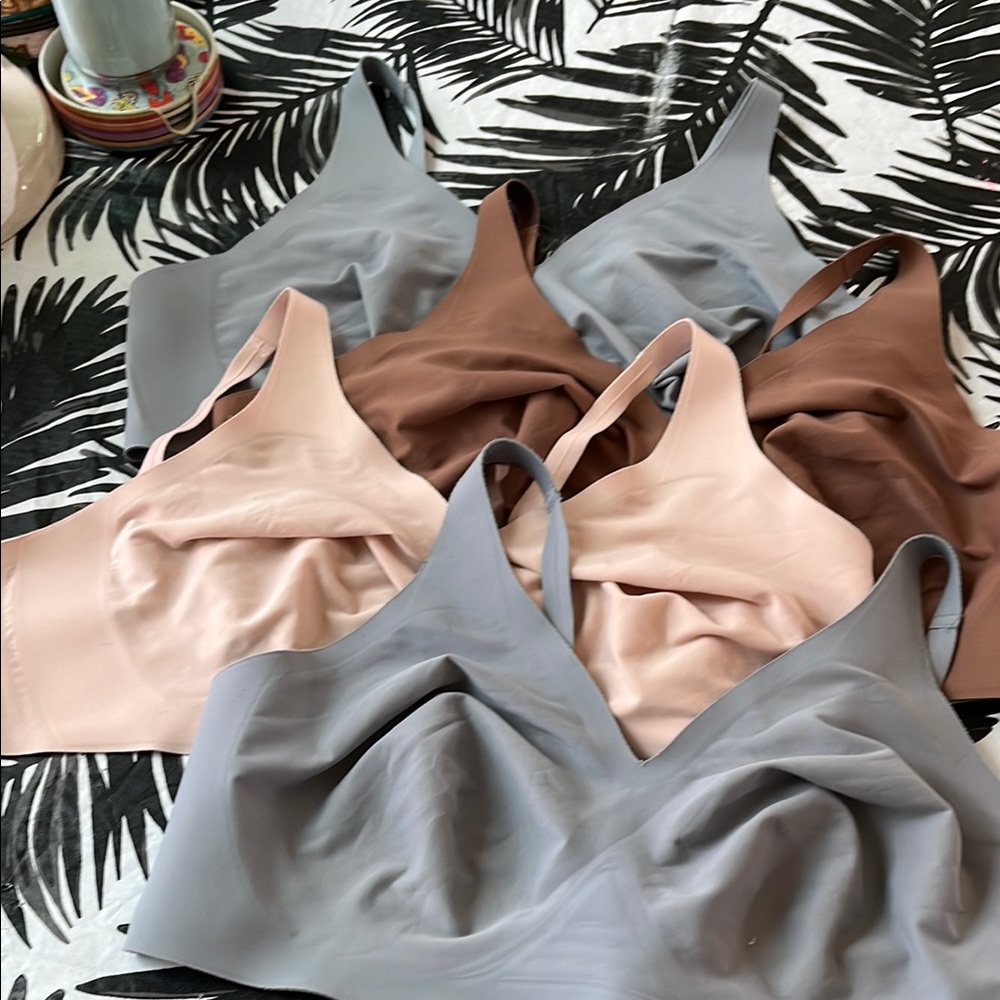 Knix Seamless Bralette Trio - Gray, Brown, Pink